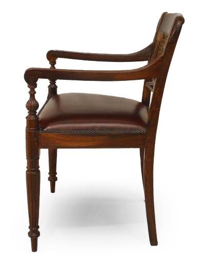 Set of Eight English Anglo Indian Leather Arm Chairs