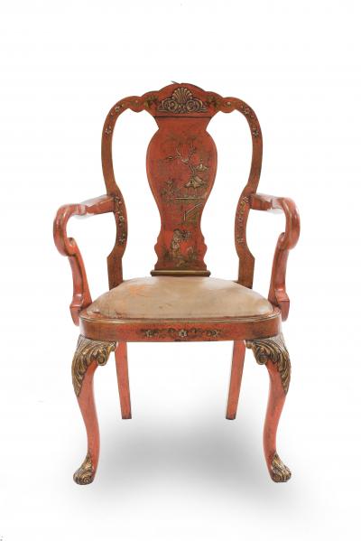 Set of Eight English Queen Anne Chinoiserie Dining Chairs