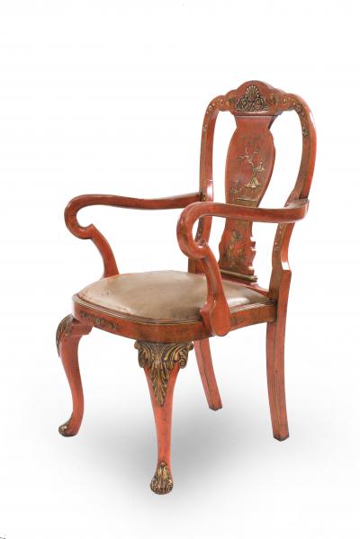 Set of Eight English Queen Anne Chinoiserie Dining Chairs