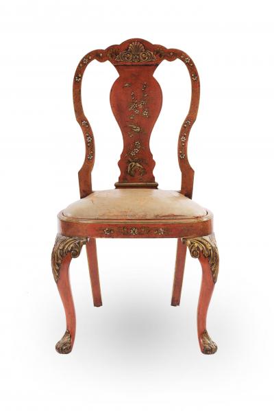Set of Eight English Queen Anne Chinoiserie Dining Chairs