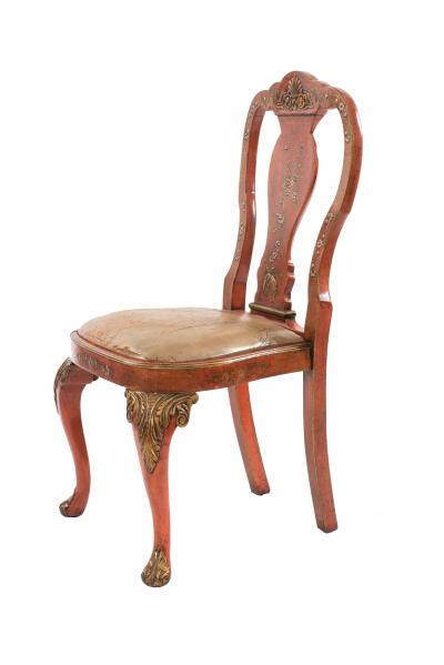 Set of Eight English Queen Anne Chinoiserie Dining Chairs