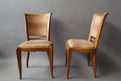 Set of Eight Fine French Art Deco Cherry Dining Chairs
