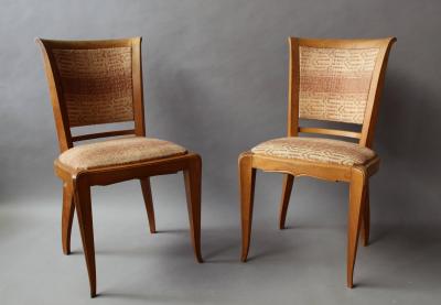 Set of Eight Fine French Art Deco Cherry Dining Chairs
