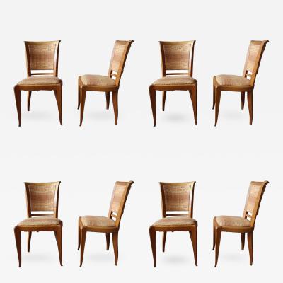 Set of Eight Fine French Art Deco Cherry Dining Chairs