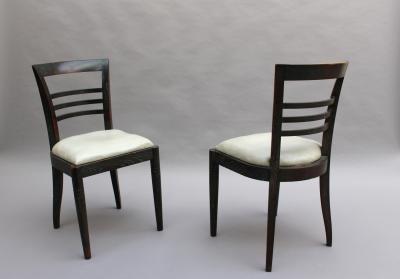 Set of Eight Fine French Art Deco Ebonized Lime Oak Dining Chairs