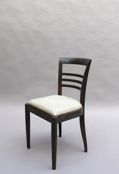 Set of Eight Fine French Art Deco Ebonized Lime Oak Dining Chairs
