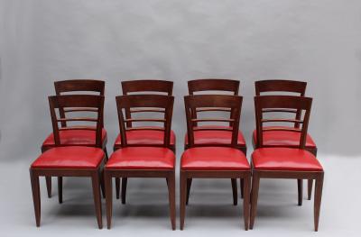 Set of Eight French Art Deco Mahogany Side and Two Armchairs