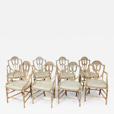 Set of Eight Georgian Painted Armchairs