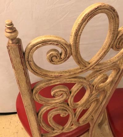 Set of Eight Hollywood Regency Style Louis Pistono Distressed Dining Chairs