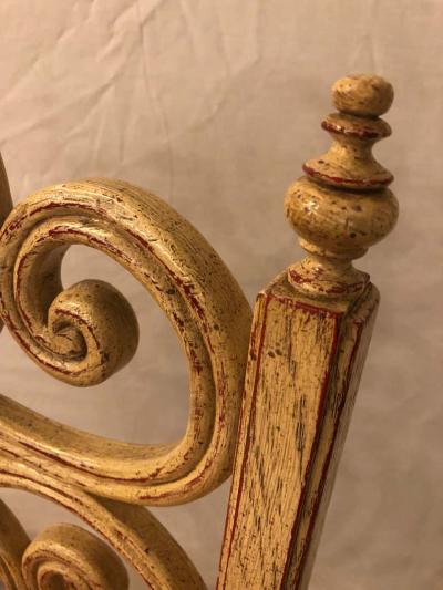 Set of Eight Hollywood Regency Style Louis Pistono Distressed Dining Chairs