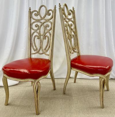 Set of Eight Hollywood Regency Style Louis Pistono Distressed Dining Chairs
