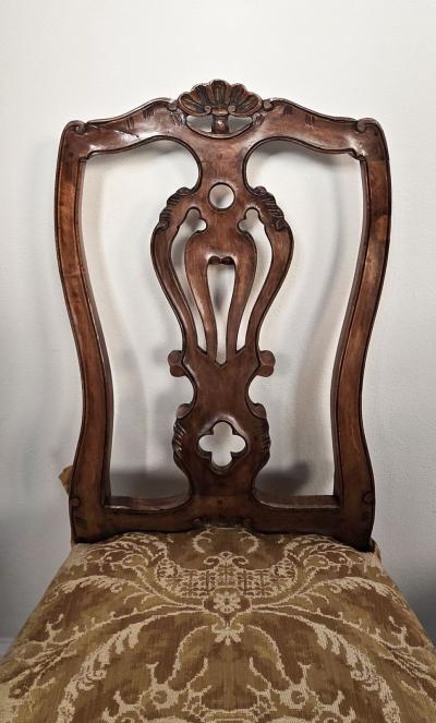 Set of Eight Italian Fruitwood Provincial Dining Chairs circa 1920