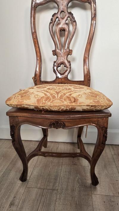 Set of Eight Italian Fruitwood Provincial Dining Chairs circa 1920