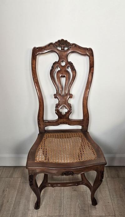 Set of Eight Italian Fruitwood Provincial Dining Chairs circa 1920