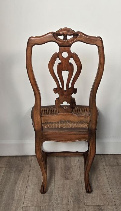 Set of Eight Italian Fruitwood Provincial Dining Chairs circa 1920