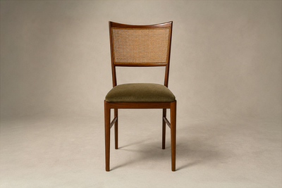 Set of Eight Modern Dining Chairs in Cavi na Cane Olive Mohair 1960s