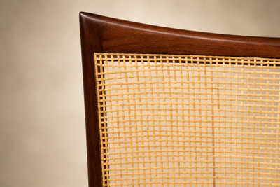 Set of Eight Modern Dining Chairs in Cavi na Cane Olive Mohair 1960s