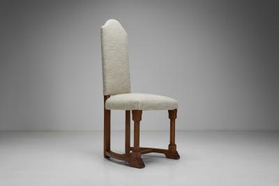 Set of Eight Oak Dining Chairs in Light Upholstery Europe 20th Century