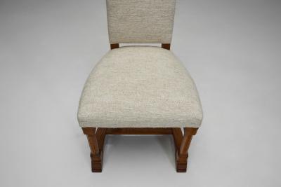 Set of Eight Oak Dining Chairs in Light Upholstery Europe 20th Century