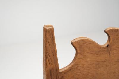 Set of Eight Oak Dining Chairs with Green Mohair Upholstery Europe 1960s
