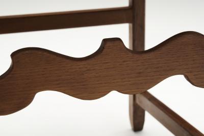 Set of Eight Oak Dining Chairs with Green Mohair Upholstery Europe 1960s