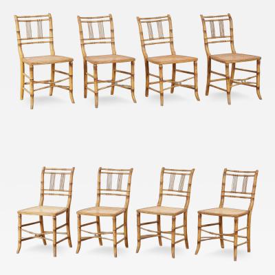 Set of Eight Painted Regency Bamboo Chairs