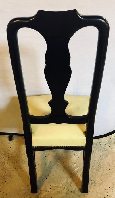 Set of Eight Queen Anne Style Ebonized and Gilt Decorated Dining Chairs