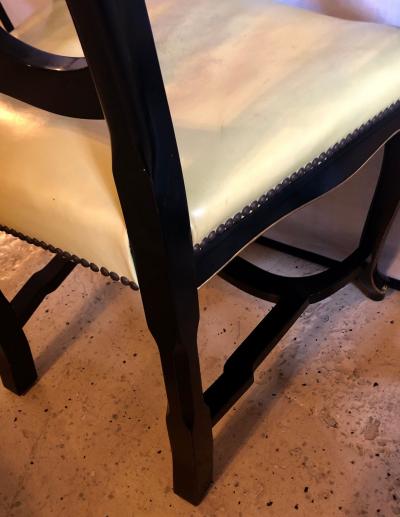 Set of Eight Queen Anne Style Ebonized and Gilt Decorated Dining Chairs