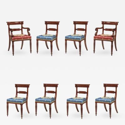 Set of Eight Regency Carved Mahogany Dining Chairs