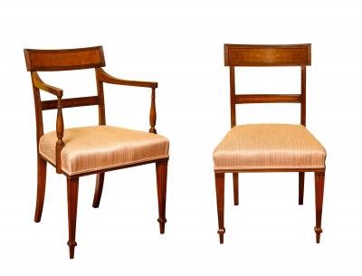 Set of Eight Regency Carved Mahogany Dining Chairs