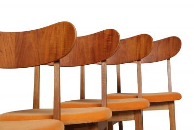 Set of Eight Restored Danish Modern Oak Teak Dining Chairs circa 1960