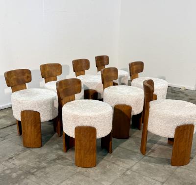 Set of Eight Reupholstered Chairs Mid Century Style