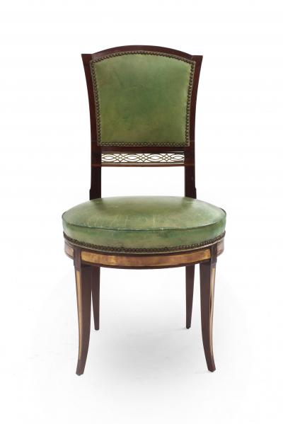 Set of Eight Russian Neo Classic Mahogany Green Chairs