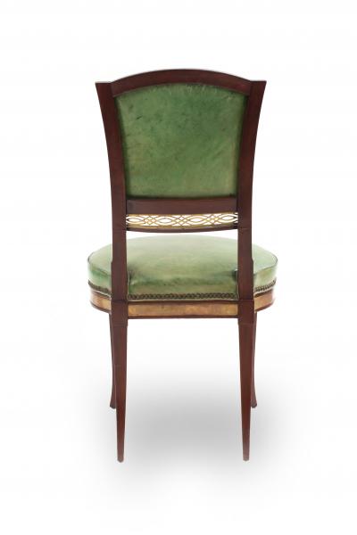 Set of Eight Russian Neo Classic Mahogany Green Chairs