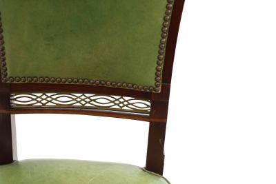 Set of Eight Russian Neo Classic Mahogany Green Chairs