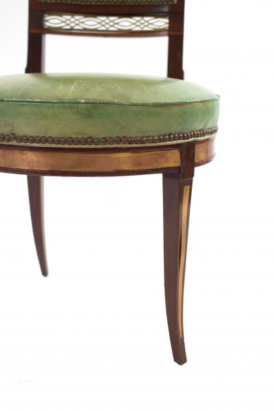 Set of Eight Russian Neo Classic Mahogany Green Chairs