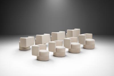 Set of Eight Upholstered Club Chairs Czechoslovakia 1970s