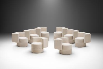 Set of Eight Upholstered Club Chairs Czechoslovakia 1970s