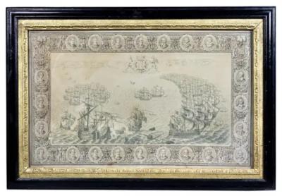 Set of Eleven Colored Engravings of the Defeat of the Spanish Armada