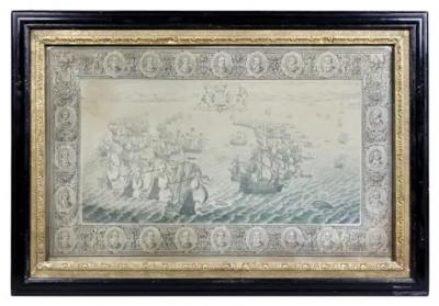Set of Eleven Colored Engravings of the Defeat of the Spanish Armada
