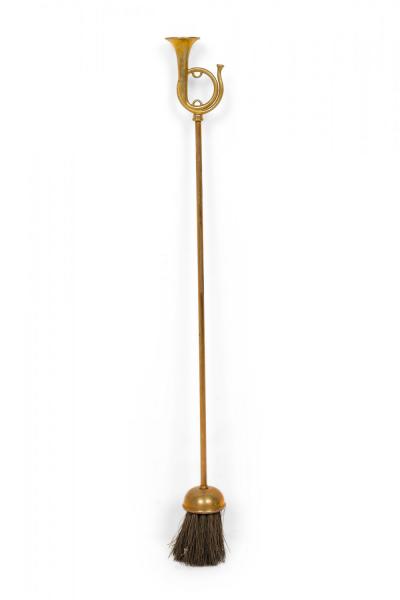 Set of English Country Style Hunting Horn Finial Brass Fire Tools