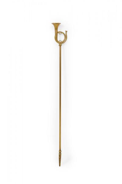 Set of English Country Style Hunting Horn Finial Brass Fire Tools