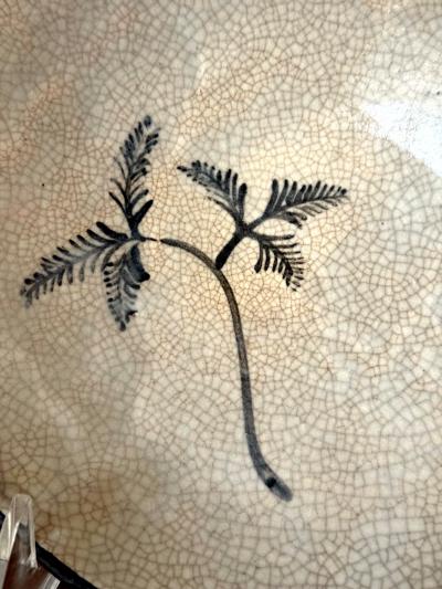 Set of Five Antique Ao Oribe Ceramic Dishes with Tomobako Edo