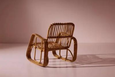 Set of Five Armchairs in Bent Wicker and Bamboo by Dal Vera Italy 1960s
