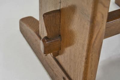 Set of Five Brutalist Solid Oak Dining Chairs Europe 1970s