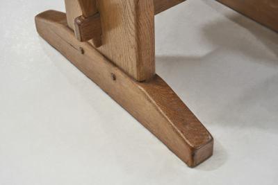 Set of Five Brutalist Solid Oak Dining Chairs Europe 1970s