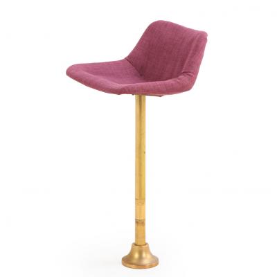 Set of Five Rotating Bronze Bar Stools with Upholstered Seats C 1960