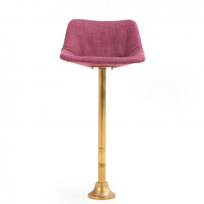 Set of Five Rotating Bronze Bar Stools with Upholstered Seats C 1960