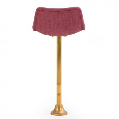 Set of Five Rotating Bronze Bar Stools with Upholstered Seats C 1960