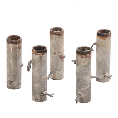 Set of Five Rotating Bronze Bar Stools with Upholstered Seats C 1960